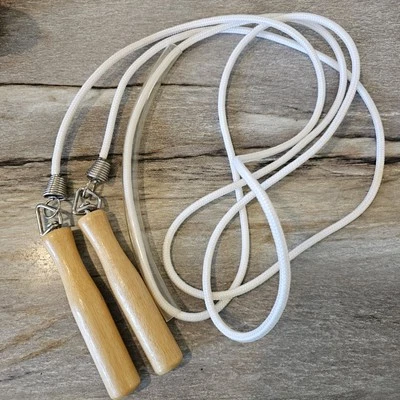 Alças de madeira vintage giratórias de algodão retrô Taiwan 8 pés 6 em anos 80 anos 90 - Imagem 1 de 4