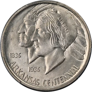 1935-S Arkansas Commem Half Dollar PCGS MS65 Superb Eye Appeal Strong Strike - Picture 1 of 4