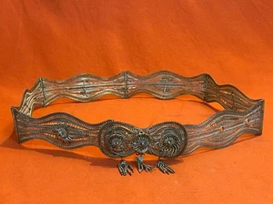 OLD ALBANIA FILIGREE BELT BUCKLE ORNAMENT FOLK COSTUME WEAR - Picture 1 of 11
