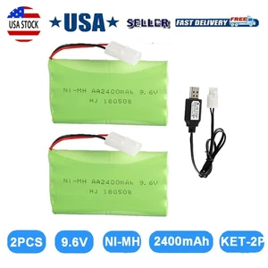 2 Stück 2400mAh 9,6V NiMH 8AA Akkupack Ersatz + USB Ladegerät für OTC Genisys - Bild 1 von 12