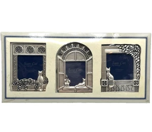 Satin Katze von Godinger Mini Bilderrahmen 3er Set versilbert, 2x2" Foto - Bild 1 von 6