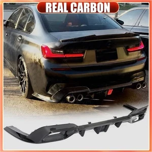 Difusor de parachoques trasero LED CARBONO REAL para BMW G20 Serie 3 M340 330 Pre Lci 19-23 - Imagen 1 de 20