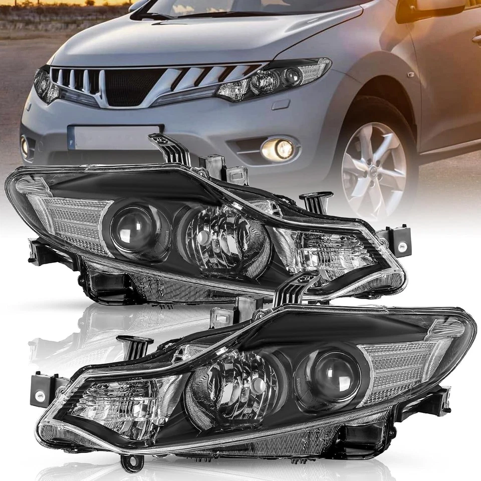 Faros proyectores negros/ámbar estilo OE para Nissan Murano 2009-2014 Foto 1 de 4