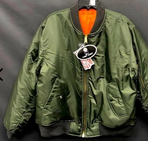 New Vintage Rothco MA-1 Flight Bomber Jacket Size Large Olive Green Orange - Picture 1 of 7