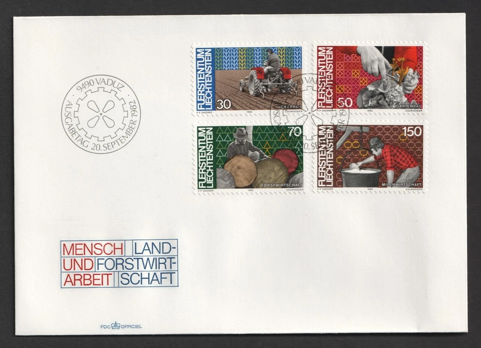 1982 Liechtenstein Rural Industry FDC. Vaduz First Day Cover — 第 1/1 张图片