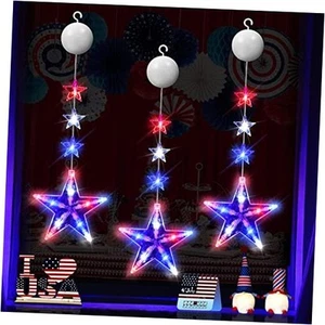 4th of July Decorations Window Lights Memorial Day, 3 Pack Star 3 Pack 4 Stars - Picture 1 of 7