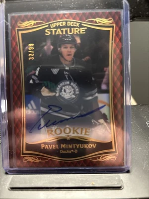 2024 STATURE #49 PAVEL MINTYUKOV 2023-24 UPDATE AUTO RED RC ROOKIE /99 - Image 1 of 2