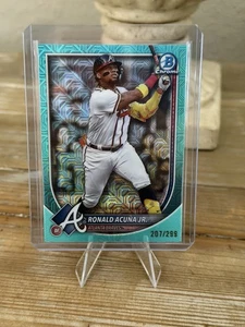 2025 Bowman Chrome RONALD ACUNA JR #13 Aqua Mojo Refractor /299 Braves - Picture 1 of 2