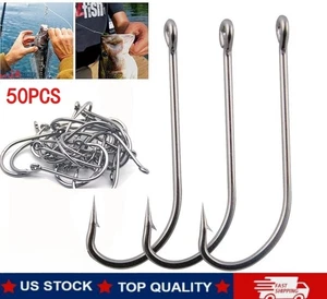 Stainless Steel O'shaughnessy Fishing Hooks Long Shank Saltwater Hook 4.0-10.0 - Picture 1 of 21