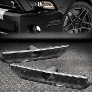 FOR 10-14 FORD MUSTANG BLACK PAIR FRONT BUMPER SIDE MARKER LIGHT SIGNAL LAMPS - Picture 1 of 5