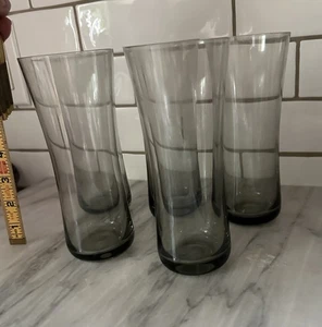 VTG Smoked Gray Blown Glass Tumblers Highball Set of 5 MCM Nordic Style - Picture 1 of 8