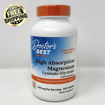 Doctor's Best Magnesio Alta Absorción 100% Vitamina Quelada 200 Mg 240 Comprimidos Foto 1 de 4