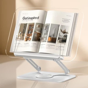 Book Stand for Reading, Adjustable Book Holder with 360° Rotating Bases & Ela... - Picture 1 of 7