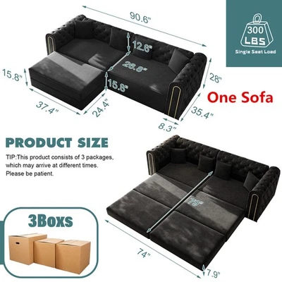 Sofá cama Upholstere cama king size, sofá cama, sofá de 3 plazas con otomana Foto 1 de 4