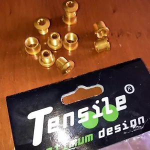 Tensile Alloy DOUBLE Chain Ring Bolts, set 5, Gold, Chainring Bolts - Picture 1 of 3