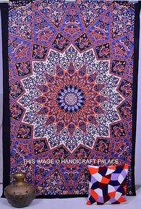 Indian Star Mandala Print Bed Cover Wall Hanging Ethnic Tapestry Coverlet Throw - Picture 1 of 4