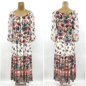 New! Anthropologie Fig & Flower Medium Maxi Dress Chiffon 2 Piece Long Floral - Picture 1 of 15