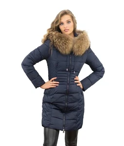 Damenmantel Wintermantel mit Pelz Fell Echtfell Echtpelz Pelzkragen Finnraccoon - Bild 1 von 7