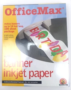 OfficeMax White Banner Paper for Ink Jet Printers 100 sheets SEALED NEW Satin - Picture 1 of 7