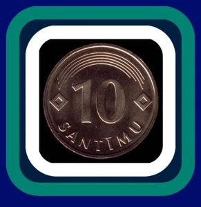 1992 Lettland 10 SANTIMI Münze SEHR SELTEN heute auf Lager UNC aus Münzrolle - Bild 1 von 2