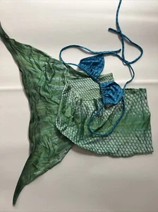 Meerjungfrauen Bikini mit Schwanzflosse (ohne Flosse) In grün/blau Größe. S - Bild 1 von 4