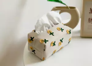Floral Japanese Style Tissue Cover Napkin Embroidered Small Holder Desk Decor - Picture 1 of 6