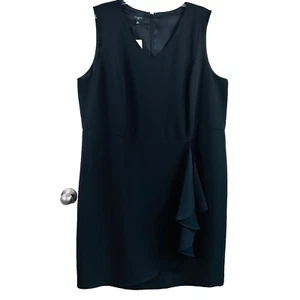 NWT Talbots Woman Plus Black Sleeveless Dress V Neck Sheath Lined Ruffle 22W - Picture 1 of 11
