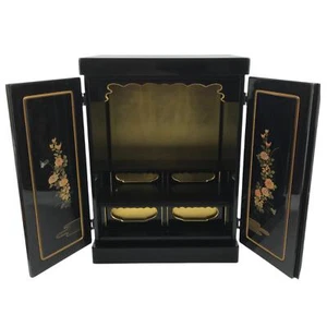 Japanischer buddhistischer Altarschrank aus Holz Butsudan Vintage Makie Raden schwarz gold BA601 - Bild 1 von 15