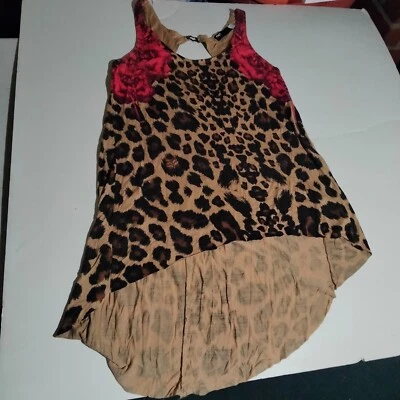 Fox brown animal print cut off hem tank top XL junior - Image 1 of 4