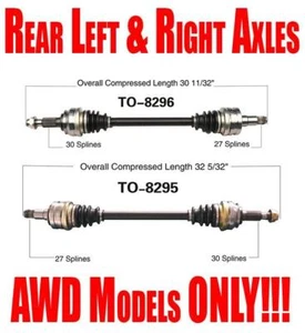 Rear Left & Right CVAxles Shaft Fits Lexus IS250 2006-2008 All Wheel Drive - Picture 1 of 7