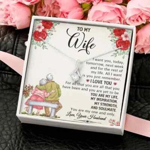 To My Wife Special flower Shaped Pendant Necklace - Soulmate - Boxed with Card - Picture 1 of 5