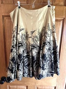 Falda Silk Jones NY Collection 16 Beige Negro Floral Forrado Cremallera - Imagen 1 de 5