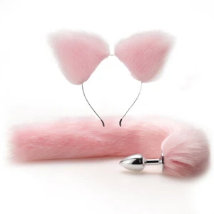 Charm Faux Fur Animal Furry Cat Ears Headband Tail Set Cosplay Costume Party - Picture 1 of 58