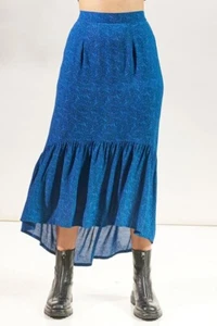 Rue Stiic "Violetta" skirt in blue paisley size S/UK8 - Foto 1 di 10