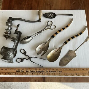 Antique Lot of 8 Kitchen Utensils Gadgets - Picture 1 of 10