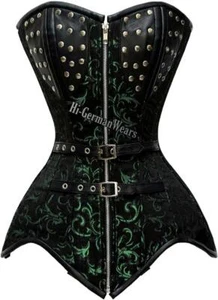 Heavy Duty Double Steel Boned Over Bust Waist Training Brocade Corset Hi-45 - Picture 1 of 10