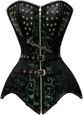 HI-GERMANWEARS Heavy Duty Double Steel Boned Over Bust Waist Training Brocade Corset Hi-45