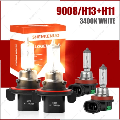 适用于铃木 XL-7 2007 - 2009 XL7 组合卤素车头灯 + 雾灯 4x 3400K 灯泡 — 第 1/4 张图片