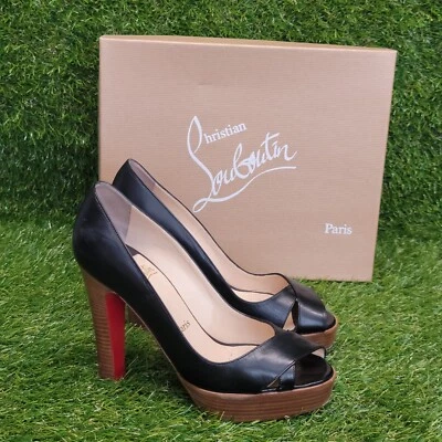 Christian Louboutin Miss Marple Plat Negro Talla 38.5 (Peeptoe Plataforma) Foto 1 de 4