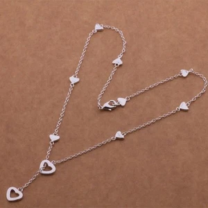 925 Sterling Silver Multi-Heart Lariat Y-Shape Charm Pendant Necklace 19” N62 - Picture 1 of 4