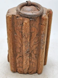 Antique Wooden Carpet Door Weight Original Old Hand Carved - Picture 1 of 6