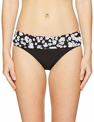 Precio de venta sugerido por el fabricante $54 parte inferior de bikini Anne Cole plegable tiro medio negro/blanco floral talla XS Foto 1 de 2