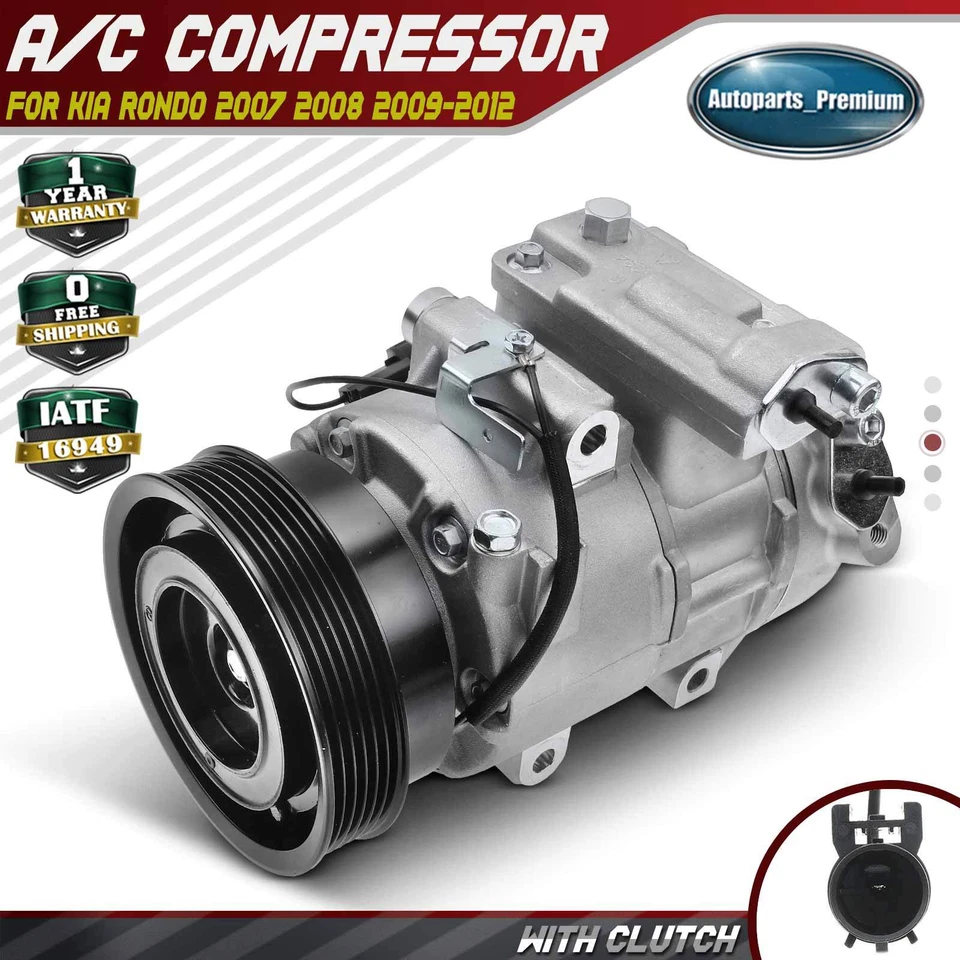 Компрессор кондиционера с 6-канавочным шкивом и стилем DV13 для Kia Rondo 2007-2009 L4 2,4 л - Изображение 1 из 4