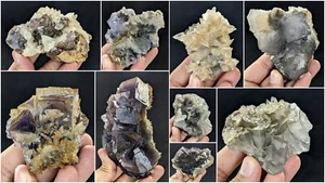 Fluorite Combine with Calcite Specimens Lot Natural Cubic Formation 3.4kg 09Pcs - Picture 1 of 10