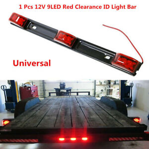 Red Clearance ID BAR Marker Light 3 Light 9 LED Trailer Sealed Stainless Steel