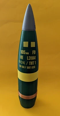 Replica PLASTIC 105mm Howitzer shell -  3D printed HE colours - Image 1 of 4