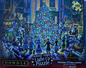 Dowdle Holiday Magic Light-Up Puzzle 500 pc Christmas Tree Santas 30 LED NIB - Picture 1 of 2