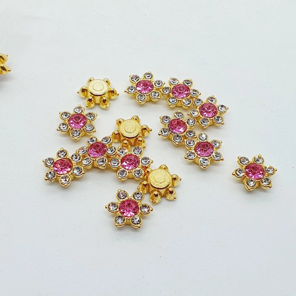 12mm fancy PINK crystal gem dress coat Flower sew on jewel rhinestone Button - Image 1 of 1