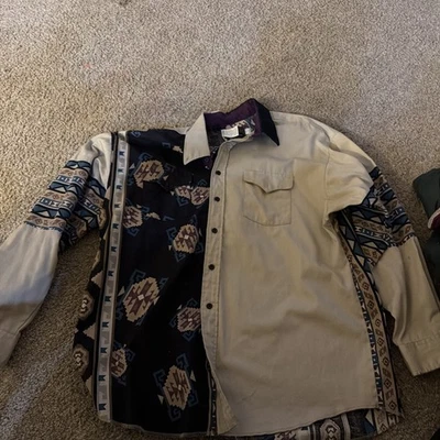 Vintage Panhandle Aztec Wraparound Pear Snap Button Up Western mens M Western - Image 1 of 4