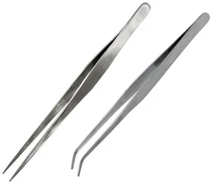 Hobbies Curved and Straight Tip Strong Stainless Steel Tweezers - Picture 1 of 5